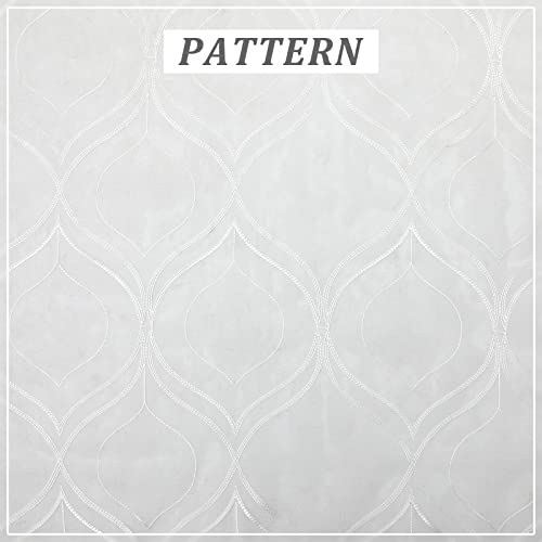 Visiontex TX-W01 Moroccan Embroidery White Sheer Curtains Panels Pair, Decor Rod Pocket Voile Tulle Semi Window Lattice Drapes thumb #7