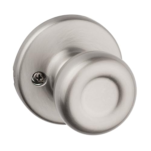 Image of Kwikset Tylo Dummy Door Knob, Single Sided Handle for Closets, French Double Doors, and Pantry, Satin Nickel Non-Turning Interior Push /Pull Door Knob, with Microban Protection