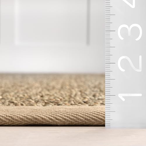 nuLOOM 2x12 Elijah Seagrass Area Rug, Beige, Solid Farmhouse Style, Cotton Bordered, Basketweave, Natural Fiber, For Bedroom, Dining Room, Living Room, Hallway, Office, Kitchen, Entryway - Image 2