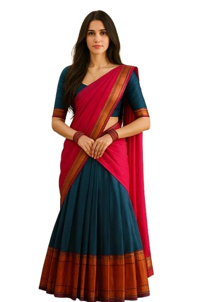 Image of ZITON ARICO MART Women's Indian Traditional Kanjivaram Silk Pure Weaving Lehenga Choli Along With Dupatta And Blouse Piece, Half Saree (Unstitched)