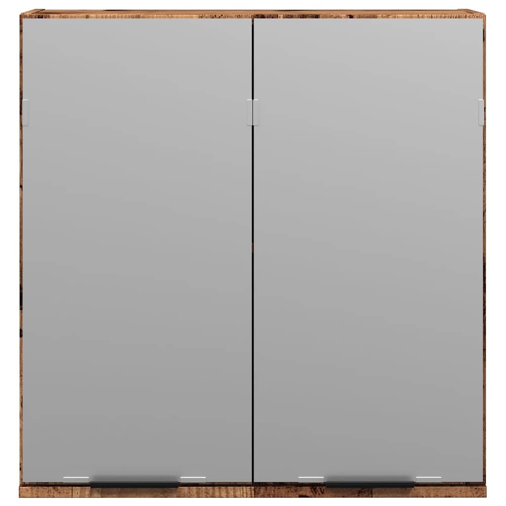 SYDE Armario Baño Espejo 2 Compartimentos 64x20x66,5cm | Madera de ingeniería resistente a humedad, diseño moderno para pared, almacenaje para artículos de aseo