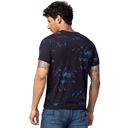 Image of Spykar Men's Slim Fit Round Neck Half Sleeve Printed Casual T-Shirt