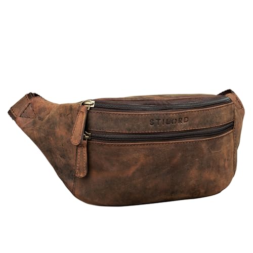 STILORD 'Marian' Gürteltasche Leder Vintage für Herren Damen Bauchtasche Hüfttasche für Handy Kosmetik Kamera Reisen Party Konzerte Festival Echtleder, Farbe:Colorado - braun