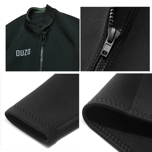 Camiseta Neopreno 1.5mm para Hombre y Mujer, Manga Larga con Cierre Frontal, Chaqueta para Buceo, Surf, Kayak, Natación y Scuba miniatura 3