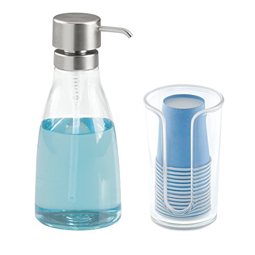 Idesign Paper & Plastic Disposable Cup Dispenser For Bathroom Countertops, The Clarity Collection – 3” X 3” X 5”, Clear #TOP4