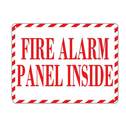 Cartel de advertencia de estaño con panel de alarma de incendios para interiores y exteriores, placa de estaño duradera, protección UV, impermeable, resistente a la decoloración, fácil de montar para