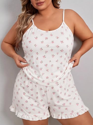 Image of SOLY HUX Women's Plus Size Pajama Set Cute Cartoon Print Sleepwear