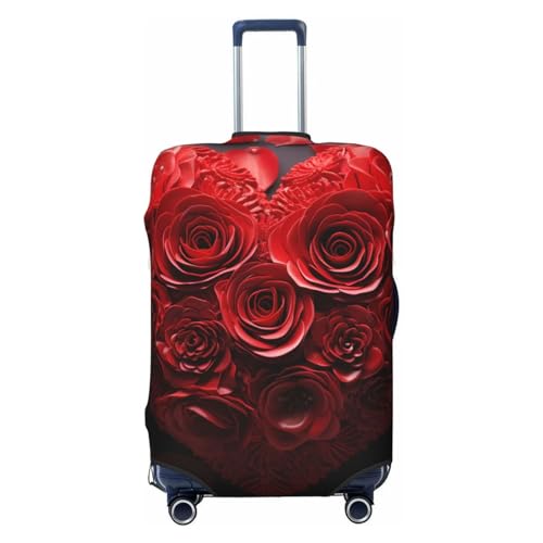 Red Rose Love Heart Travel Luggage Cover Suitcase Protector Washable Elastic Suitcase Cover Anti-Scratch Luggage Protector X-Large Travel Suitcase Baggage Cover Fits 18-32 Inch Suitcase