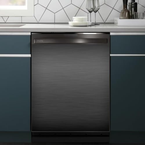 Black Brushed Stainless Steel Pattern Dishwasher Magnet Full Door Cover, Magnetic Dishwasher Panel Decal, Black Metal Immediate Magnet Fridge Door Cover Sheet, 23' W x 26' H Magnetic