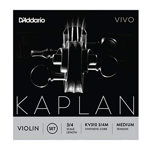 D'Addario Kaplan Vivo Violin Strings - Full Set - KV310 3/4M - Violin Strings - 3/4 Scale, Medium Tension