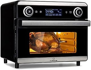 Klarstein AeroVital Jumbo Hot Air Fryer - 18L hot air fryer, air fryer with touchscreen, 10 programmes, 30 to 230 °C, stainless steel, incl. 6-piece accessories, silver