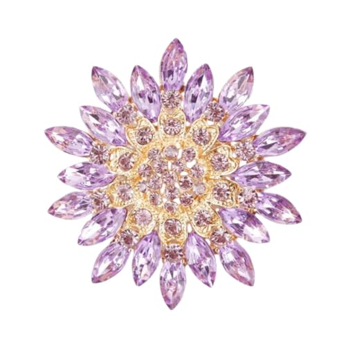 Image of Colorful Rhinestone Crystal Sunflower Brooch Pin for Women Dress Hat Decoration