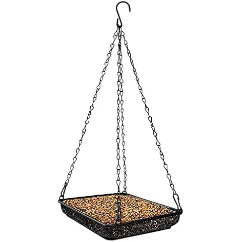 MIXXIDEA Hanging Bird Feeder Tray Metal Mesh Platform Seed Feeder with Durable Chains for Outdoors Garden Great for Attracting Birds (1 Pack) Cover