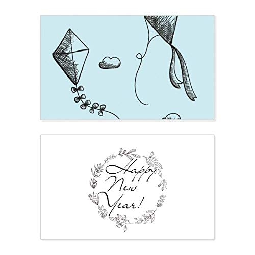 Tarjeta de bendición para Año Nuevo con elegante patrón de cometa pintado a mano