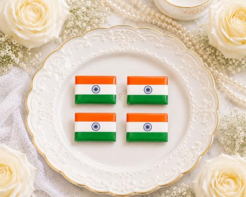 Image of Indian Flag Magnetic Brooch For Men, Women, Kid (Pack Of 4), Metal Tricolour Magnet Pin Rectangle Flag Badge For Suits, Blazers, Sarees, Kurtas, Shirts, Independence Day & Republic Day
