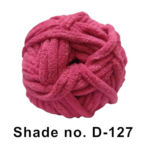 Image of VCR Rani Pink, 100 Grams Hank, 60 Meters Length, Premium Polyester Ball for Crochet and Knitting, Pack of 1 Yarn, Soft and Bulky Fur Suitable for DIY