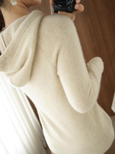 Image of Womens Cashmere with Pullovers,Winter Casual Knitting Hoodie Fashion Sweater,Fall Drawstring Thick Sweater