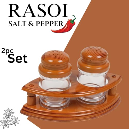 Image of Nabhya Complete Dining Table Set of Pickle Jars, Salt and Pepper Dispenser, Toothpick Holder and Spoon Holder(Wooden Look Design, Plastic) (Rasoi)