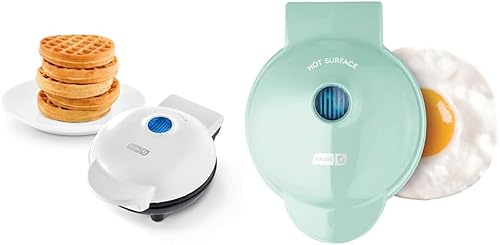 DASH Mini máquina para gofres individuales, papas de hash browns, keto con superficies antiadherentes fáciles de limpiar, 4 pulgadas, blanco y mini