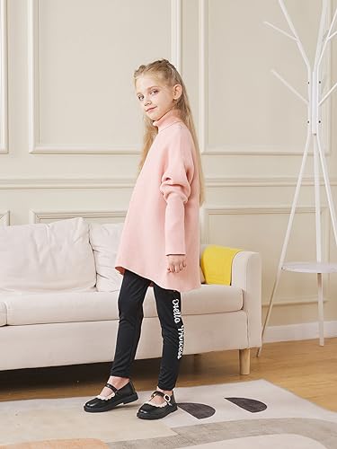 Girls Sweaters for Kids Sweater Dress 10-12 Oversized Long Sleeve Casual Asymmetric Hem Knit Jumper Dresses Tops Pink4