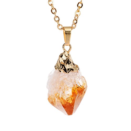 sedmart Irregular Natural Stone Citrine pendant Crystal Quartz Pendant Gold Plated Necklace Birthstone Jewelry Mothers Day Gifts
