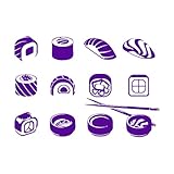 Wandaufkleber „Sushi“ aus Vinyl, für Bars, japanisches asiatisches Essen, Sushi-Restaurants, Wandsticker, Fensterdekoration, entfernbare Kunstaufkleber, extragroß – 58 x 84 cm