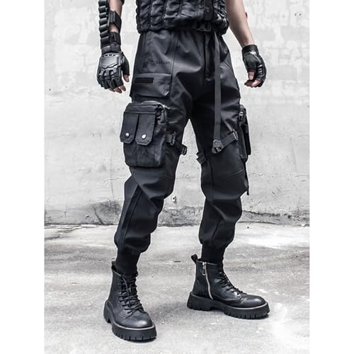 Men's Japanese High Street Multi Pocket Cargo Pants Functional Tactical Paratrooper Pants Men Casual Harem Pants3