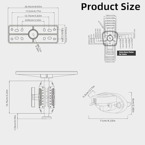 Image of HITORHIKE Kayak Fish Finder Mount with Transducer Arm Options Holds up to 9 inch Electronics Compatible with Garmin Lowrance Humminbird(Side Track Mount Base Set)