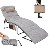 KingCamp サマーベッド 折りたたみ コット 3way 簡易ベッド アウトドア 5段階調節 寝心地良い ビーチチェア 600Dオックスフォード 耐荷重120kg 小物収納 昼寝 室内外兼用 190 x 59 x 37cm