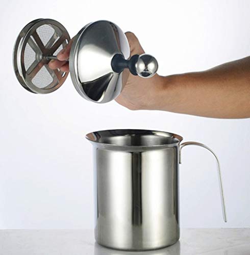 MonLiya 14 Oz Milk Frother Handheld Hot Chocolate Maker Milk Steamer Latte Machine Coffee Stirrers Drink Mixer Stainless Steel Milkshake Maker French Press Foam Maker Coffee Pot - Thumbnail 4