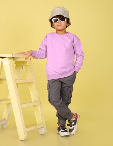 Image of Nusyl Boy's Black Solid Crew /Round Neck Sweatshirt |Skin Friendly Full Sleeve Sweatshirt|Drop Shoulder Oversized Sweatshirt | Round Neck Sweatshirt Oversized Fit Long Sleeves |