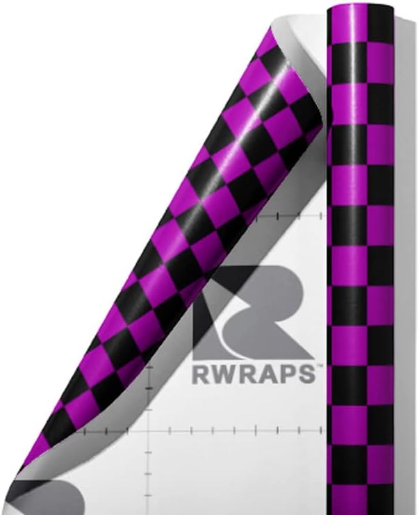 Rwraps Purple Checkered Gloss Vinyl Film Wrap 59in x 27ft Vinyl Vehicle Car Film Sheet Roll