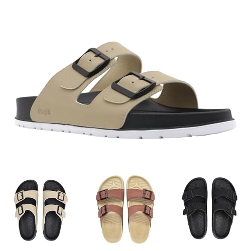 People Footwear Rubber Sandals for Women and Men, EVA Sandals, Double Buckle Slides with Two-band Slides - Perfect Summer Shoes for Comfort and Style