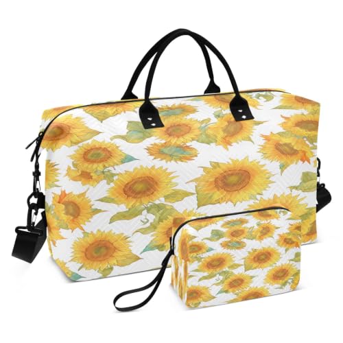 Sacs de voyage sac de sport fleur art tournesol pour fille et homme avec trousse