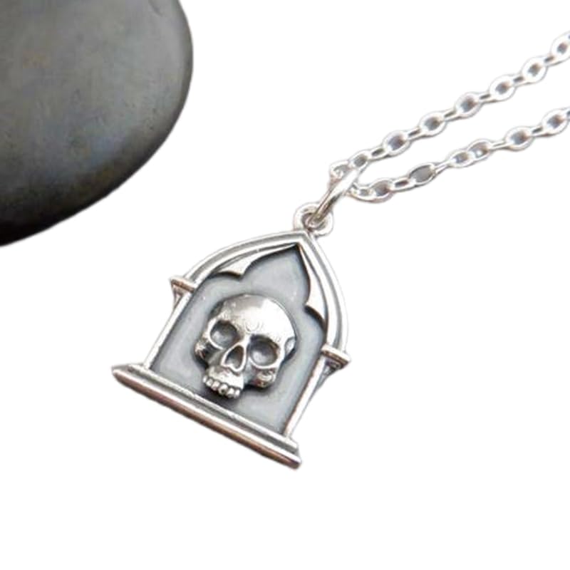 Collar de calavera en plata de ley 925 con acabado gótico exclusivo