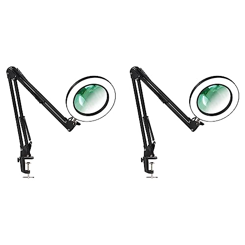 Wuden 2X Magnifying Glass with Light and Bracket,3 Color Modes Stepless Dimmable LED Desk Lamp, Used for Reading and Repairing