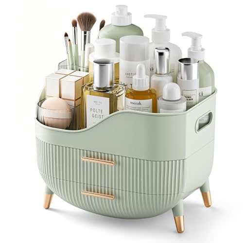 Pajiriona Makeup Organizer with Drawers, Green Skincare Organizer for Vanity, Storage Box with...