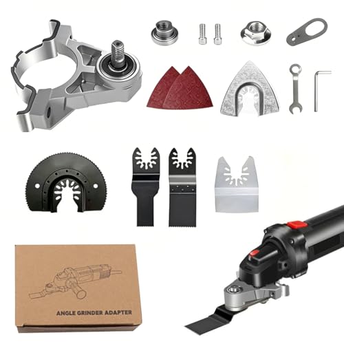 Image of Serplex Oscillating Multitool Blades Accessories Kits, Angle Grinder to Oscillating Tool Multi-Tool Conversion Attachment with Saw Blades Sanding Pads & Hardware, for Wood, PVC, Plastic, Polishing