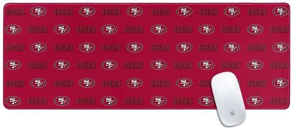 Skinit Extra Large Gaming Mouse Pad - Officially Licensed San Francisco 49ers Design with Stitched Edges, Waterproof, Non-Slip Rubber Base, Desk Mat for Keyboard & Mouse, 35.75" x 15.4" inches