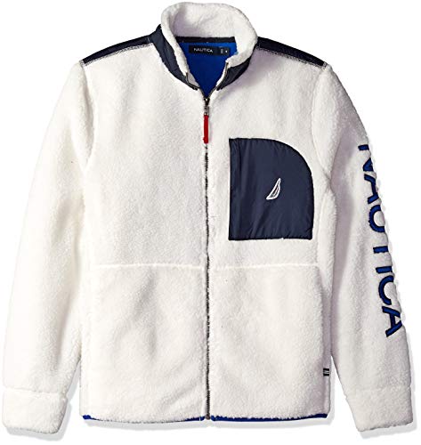 Nautica Men's Long Sleeve Full Zip Front Sherpa Jacket, Marshmallow, XX-Large