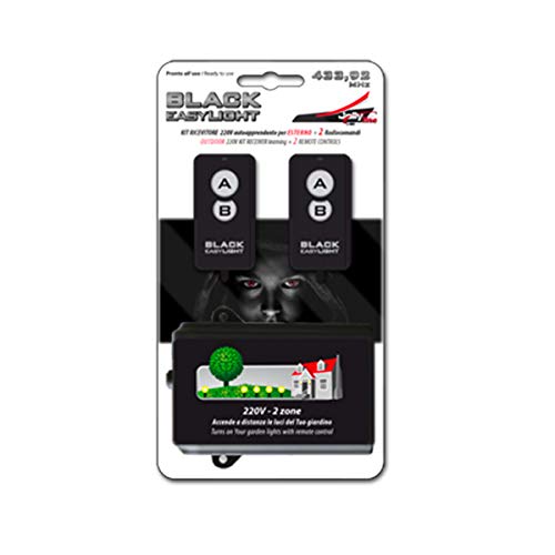 220V Outdoor Kit Receiver+2Universal Auto-Learning radio remote control 433 MHz 2 channels – Black colour