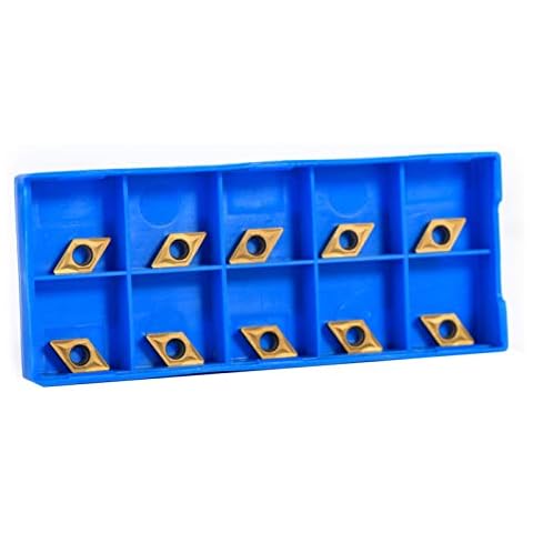 CNC Carbide Insert, 10pcs Diamond Shape CNC Carbide Tips Inserts Blade Cutter Lathe Turning Tool With Box DCMT070204-HM YBC251 Cover
