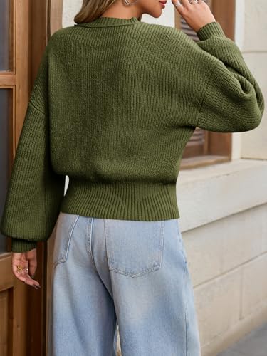 Image of Saodimallsu Womens Batwing Long Sleeve Sweaters Casual Crewneck Loose Chunky Knit Fall Pullover Tops