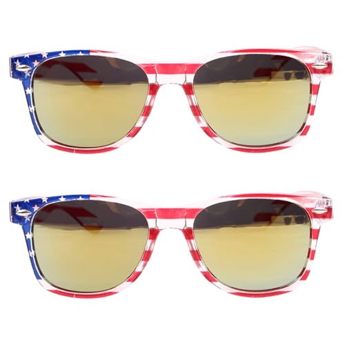 Image of 2 Pack American Flag Sunglasses for Adult Classic Patriot Independence Day Glasses UV400 Protection