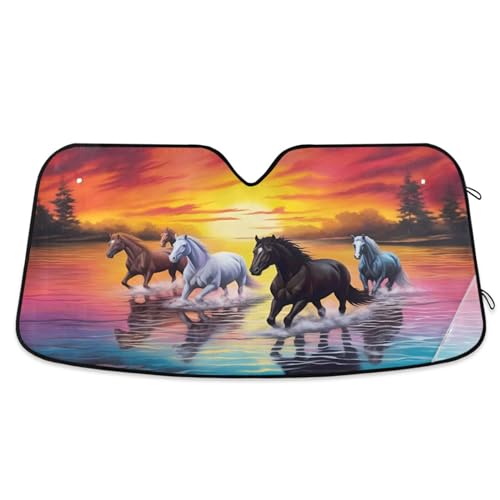 FLildon Sunset River Horses Sunshade