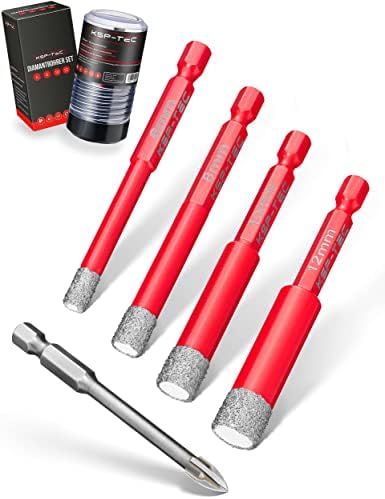 KSP-TEC® | SDS Plus zestaw wierteł + dłut | w zestawie dłuto do płytek | wiertło udarowe do betonu z 4 ostrzami | wiertło do betonu | zapakowane w praktyczne pudełko tokarskie (11 szt.)