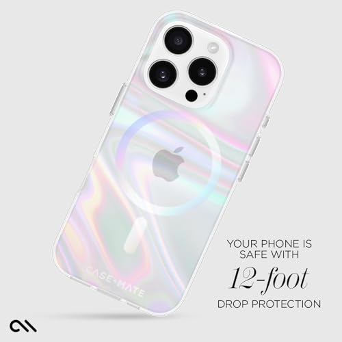 Image of Case-Mate Soap Bubble iPhone 16 Pro Case - Iridescent | Compatible with MagSafe - Stylish Iridescent Phone Case w /12ft Drop Protection - Premium Magnetic Cover for iPhone 16 Pro