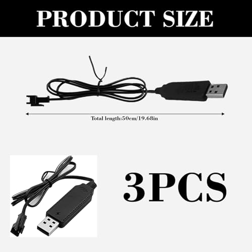3PCS RC USB Battery Charger with SM-2P Connector Plug 3.7V Battery Charger Cable USB Compatible 3.7V USB Charger Cable for Nicd/Nimh/Lipo Batteries with Led Indicator for RC Car Child Toy Car - Image 2