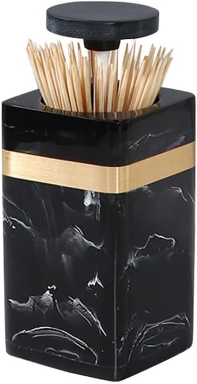 Marble Toothpick Holder Storage Box Resin Pressing Type Automatic Push Household Living Room Dining