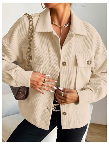 SOLY HUX Women's Button Down Corduroy Jackets Dressy Casual Collared Long Sleeve Shacket3